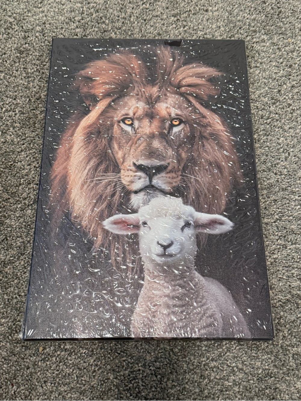 Lion and the Lamb canvas Church Decor.        ( 12" x18°)